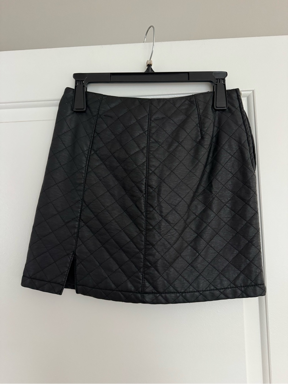 Forever 21 Black Quilted Mini Skirt with Front Slit